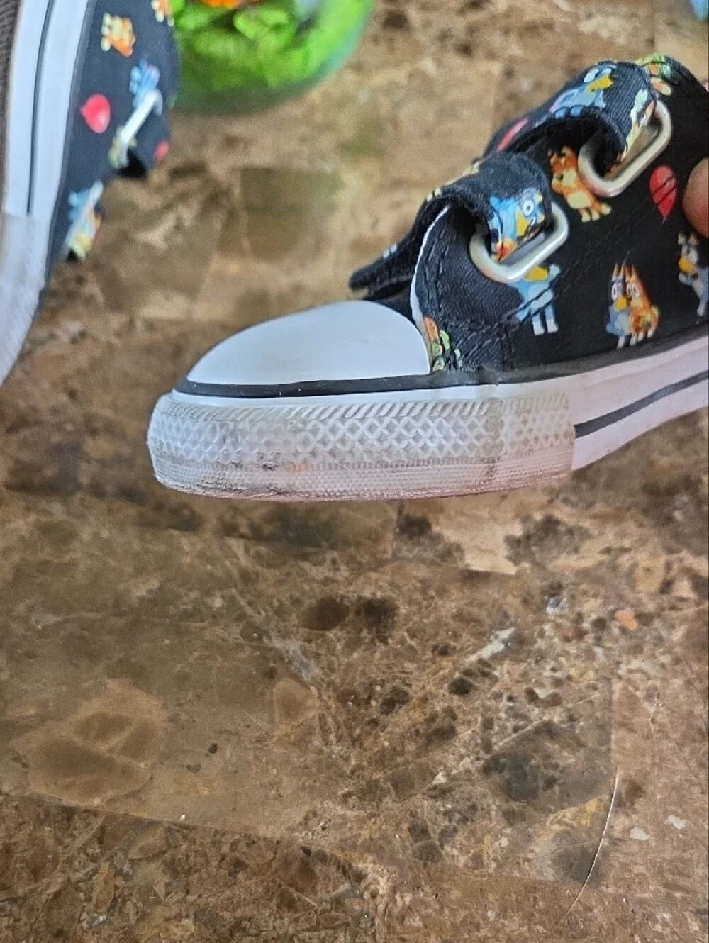 Converse Kids Black Bluey Print Velcro Sneakers with White Toe